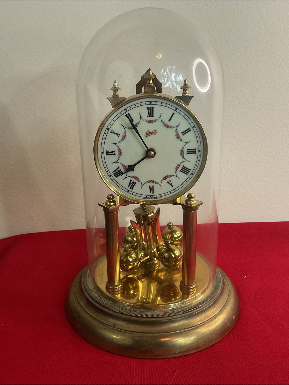 Vintage Schatz 400 Day Anniversary Clock Glass Dome Germany For Repair Parts